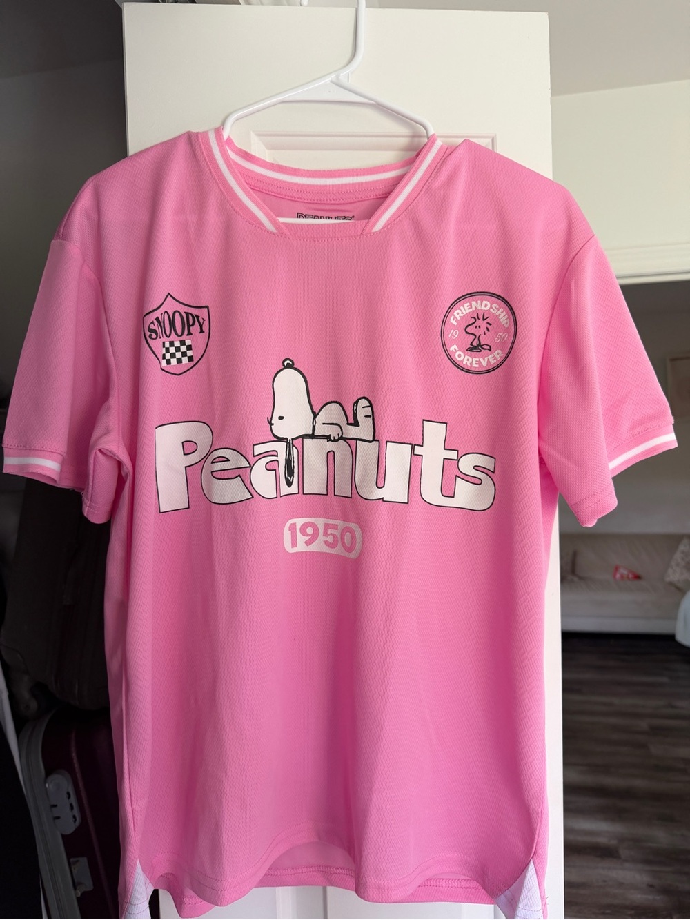 Peanuts Snoopy Light Pink Athletic Jersey Tee